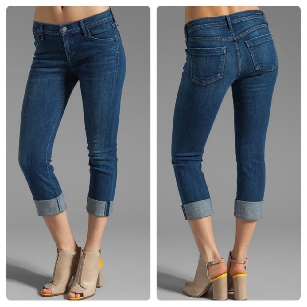 Citizens of Humanity Jeans Dani Straight Cuffed Crop Medium Blue Low Rise 24